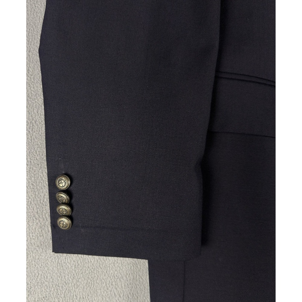 Jos A Bank Blazer Jacket Mens 43 R Blue Metal Button Double Breasted Peak Lapel - Picture 6 of 12
